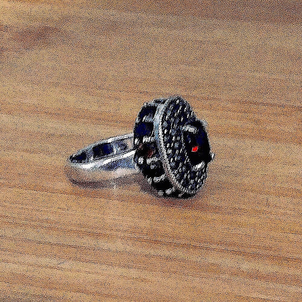 $64  Garnet & Marcasite Estate Ring  Sterling Silver  Size 6  925